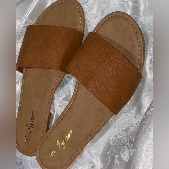 Jynx tan faux leather flat sandals. 
Size 12 
NWOT - Picture 4 of 6